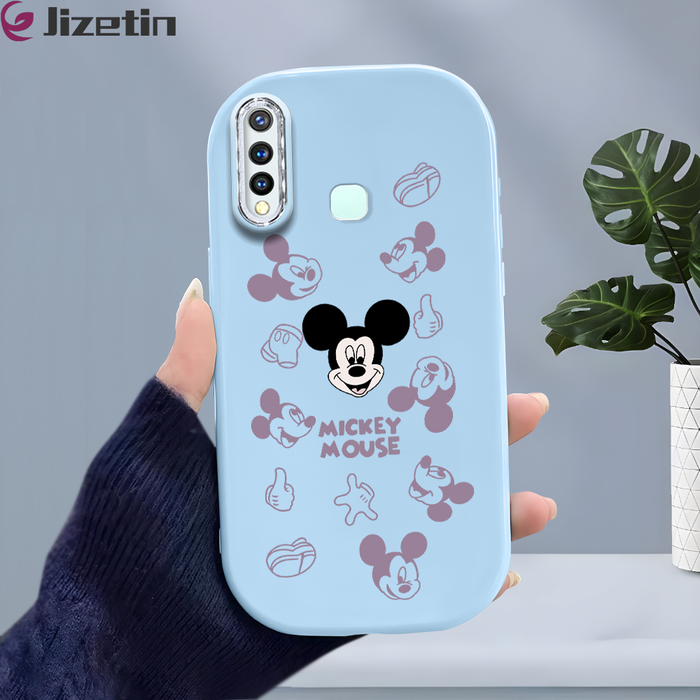 Jizetin for Vivo Y19 Back Cover Cute Cartoon Head Bright Lens Frame Candy Soft Rubber Phone Cases