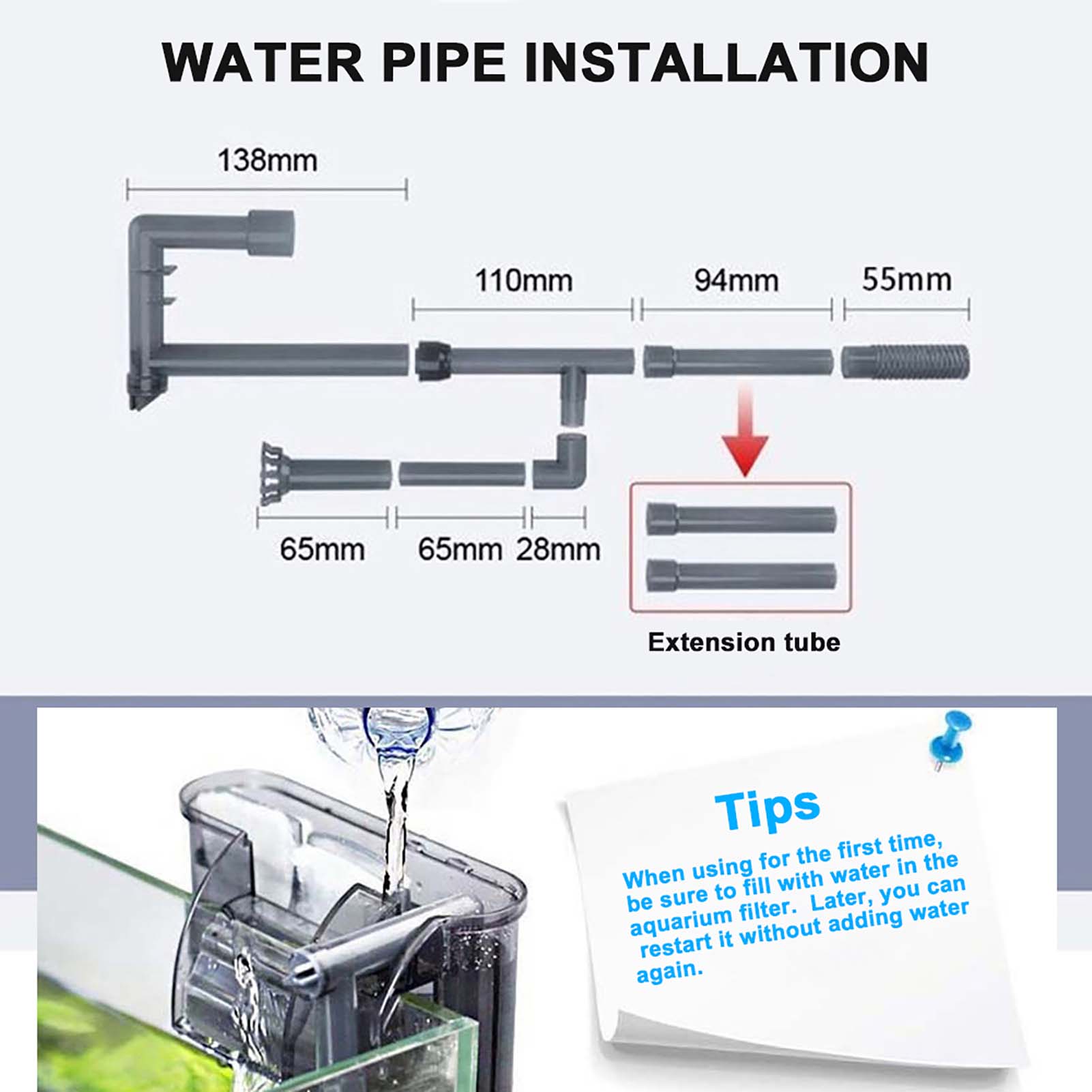 【Toy life hall】External Fish Tank Aquarium Filter Waterfall Hanging Filter Low Noise Filtration Aeration Adjustable Rate Surface Skimmer. 