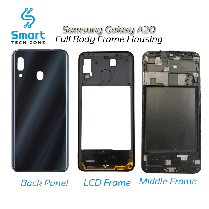 Full Body Housing For Samsung Galaxy A20 Front LCD Frame Panel, Middle Bezel Frame and Back Panel