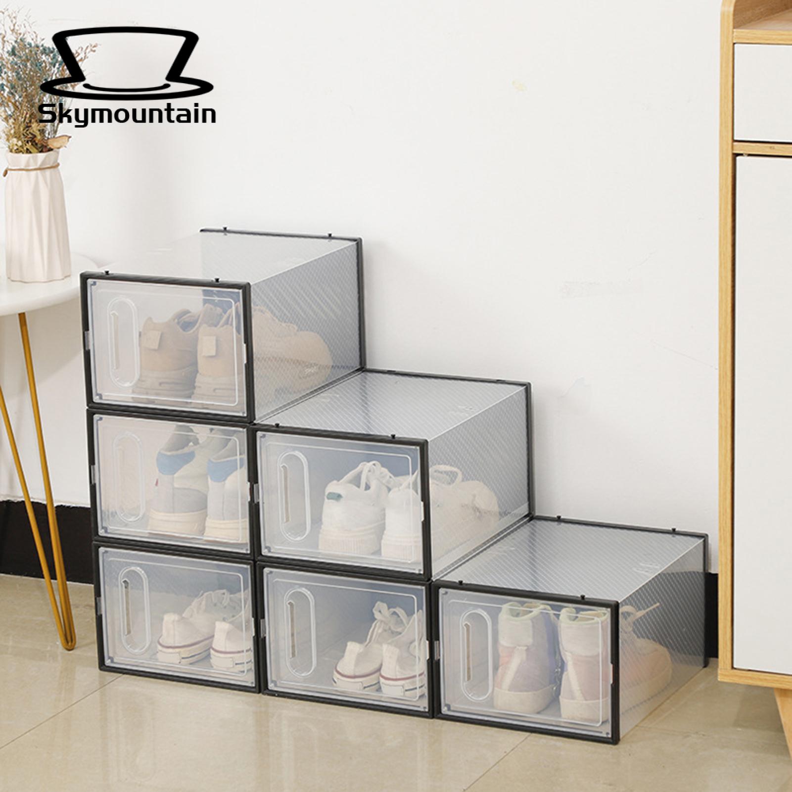 High Heel Storage Box Stackable Clear Shoe Box Organizer for Closet Space Saving Container with Lid less Than. 