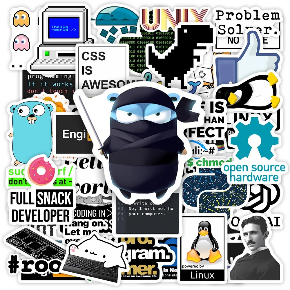 Developers Programming Languages Stickers Logo Github Go Python Linux DIY Toy Gift Decorative Decal for Phone Laptop Waterproof