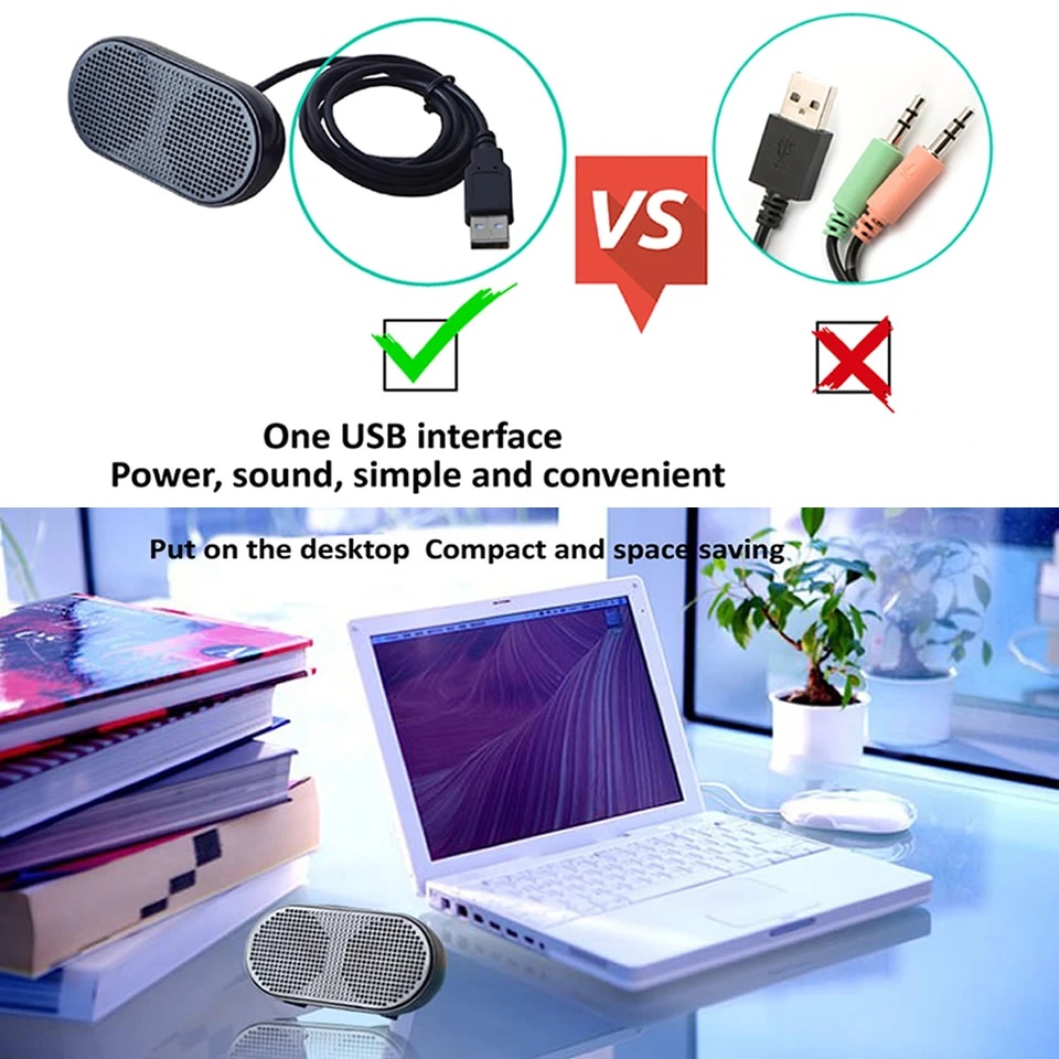 OUTMIX Portable Sound Box Mini Speaker USB Powered Stereo Computer Speaker Loudspeaker Subwoofer for PS4 Game Notebook Laptop PC. 