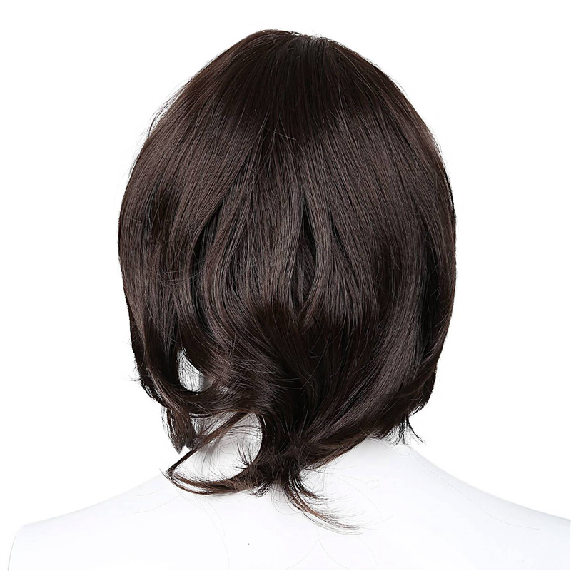 2X Fashion Men'S Wig Short Straight High Temperature Silk Synthetic Wig Full Wigs/Artistic Men Brown Black Wigs for Men