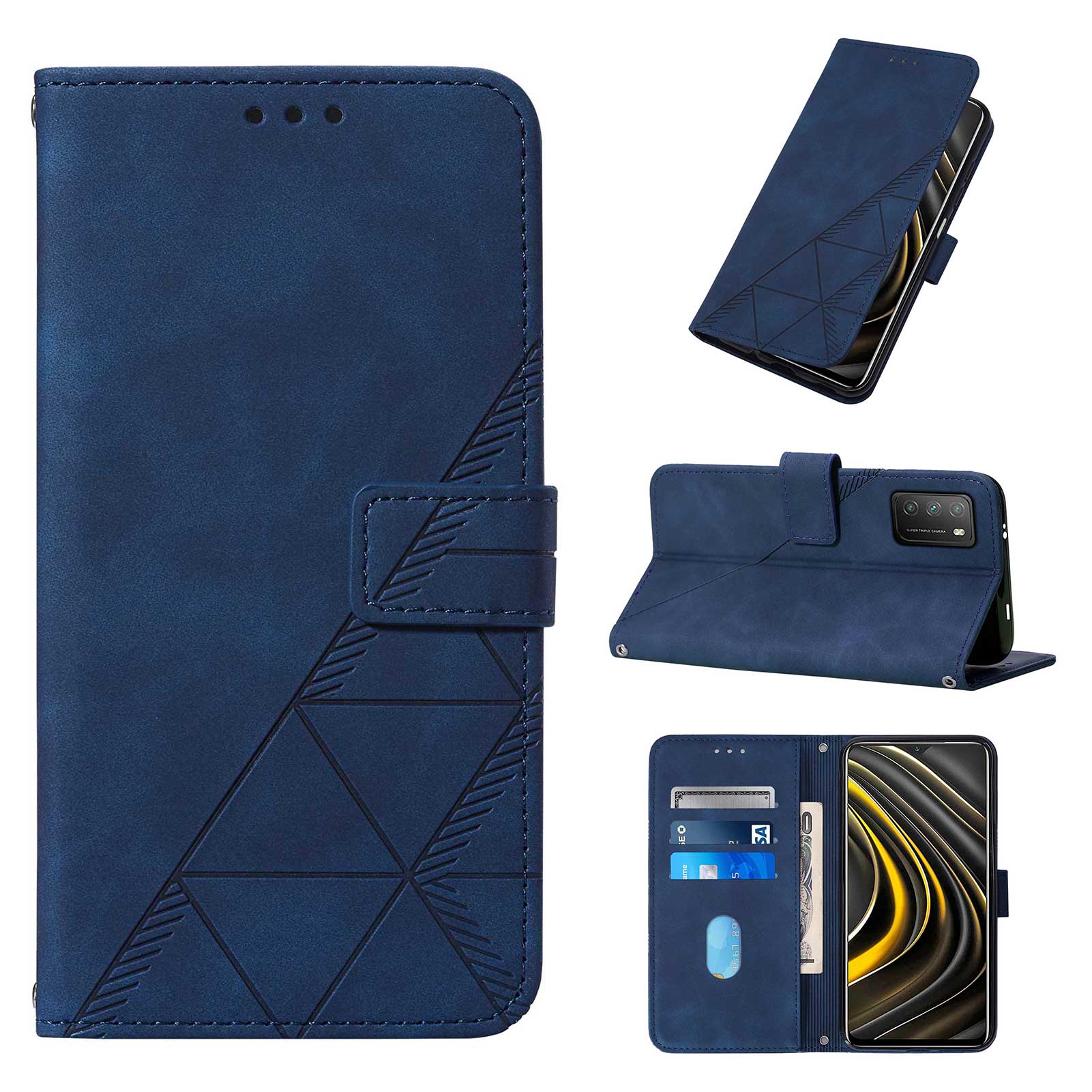 Business Phone Case For Xiaomi Poco M3 / Redmi 9T / 9 Power Case Skin Feeling PU Leather Flip Case With Card Slot Bracket Shockproof Design. 