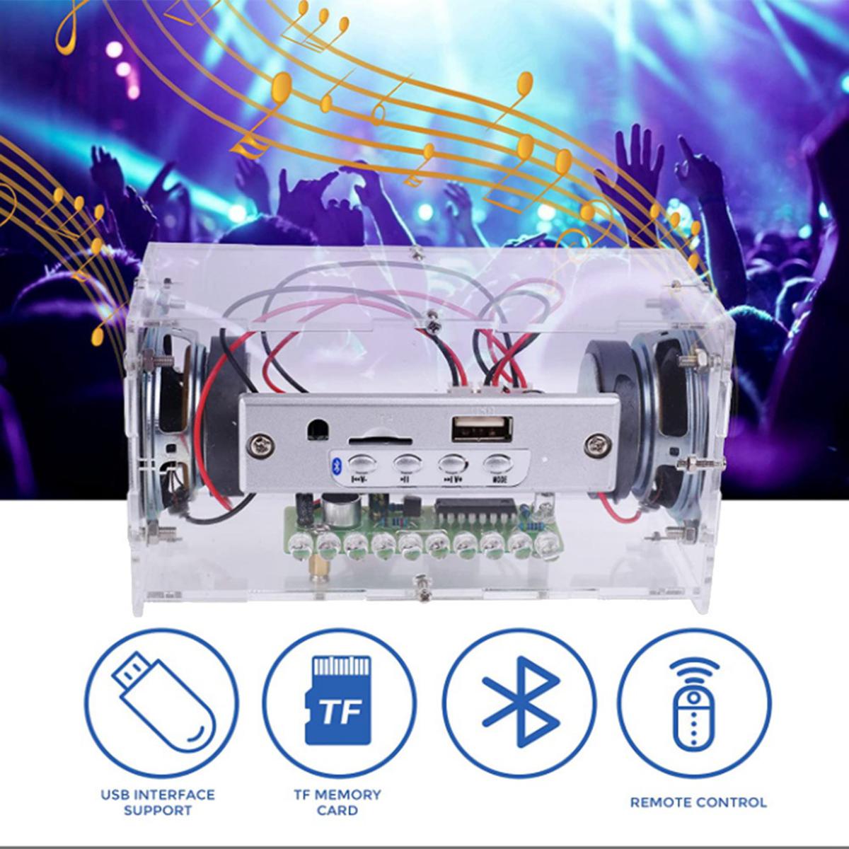 【FUPANG】DIY Bluetooth speaker kit with LED flashing light USB mini home stereo sound amplifier DIY. 