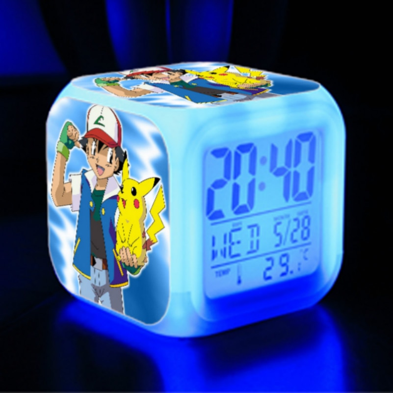 New pokemon go Digital 7 Colors Change LED Digital Alarm Clock Night light Colorful Changing clock. 