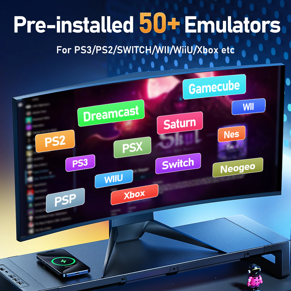 500G Retro Gaming HDD Video Game Console Retrobat＆Playnite＆Launchbox OS for XBOX/PS3/PS2/Switch/Wii/WiiU/DC/NES with 38200+Games. 