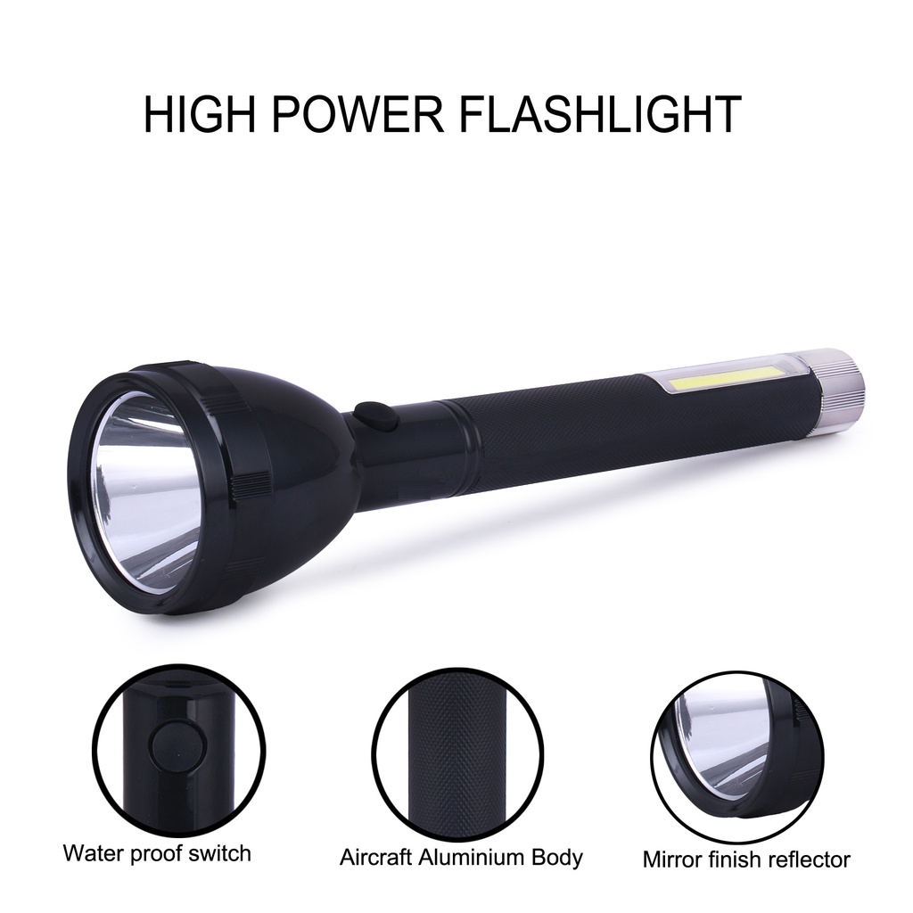 JY SUPER 2080 High Power LED Flashlight Rechargeable 2 In 1 Torch Light Emergency Light. 