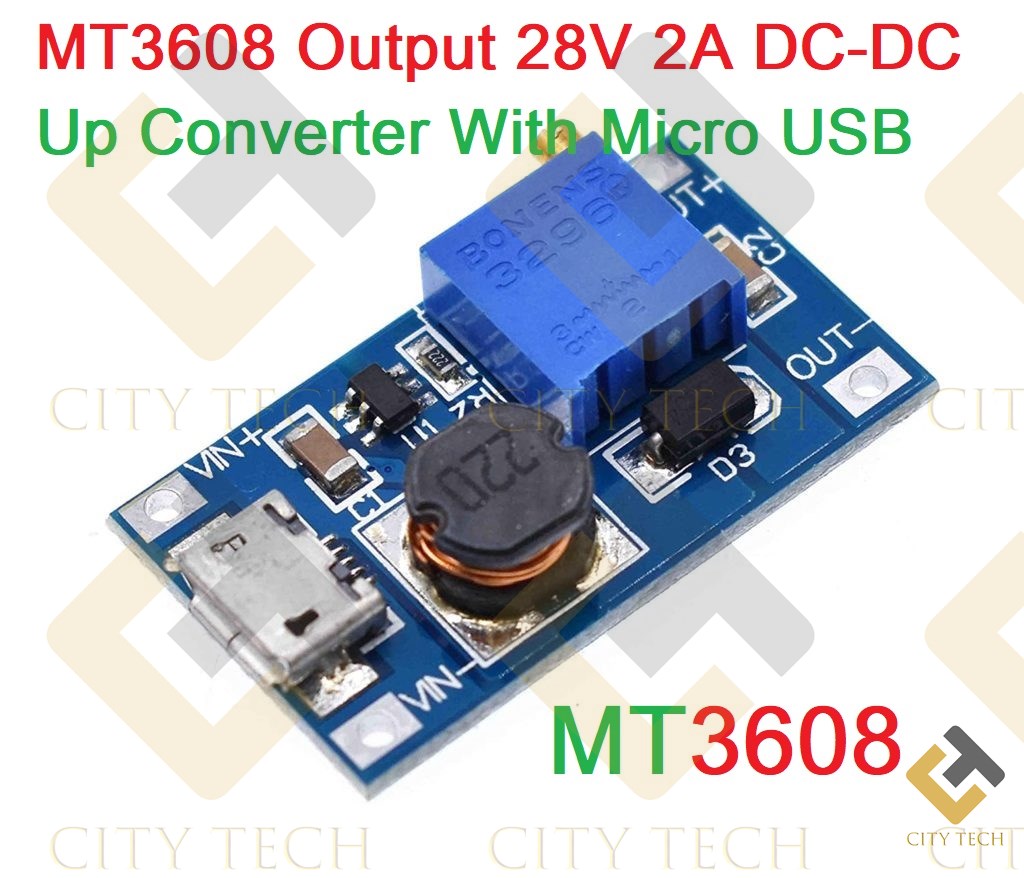 DC DC Step Up MT3608 3608 Boost Converter Micro USB DC 2V-24V to 5V-28V 2A Adjustable Voltage Regulator Module Power Supply Electrical Circuitry & Parts. 
