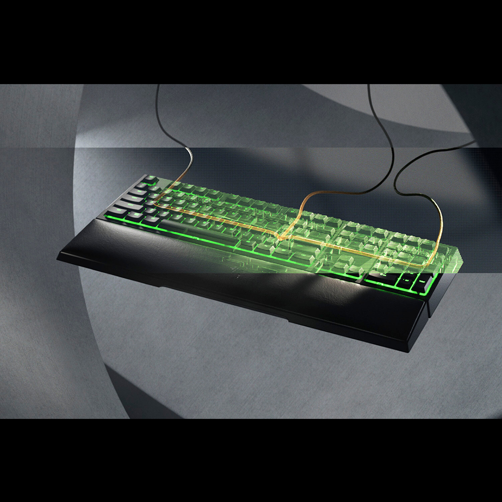 Razer Ornata V2 Wired Keyboard RGB Gaming Keyboard with Hybrid Mecha-membrane Switch Multimedia Keys Razer Chroma RGB Wrist Rest. 