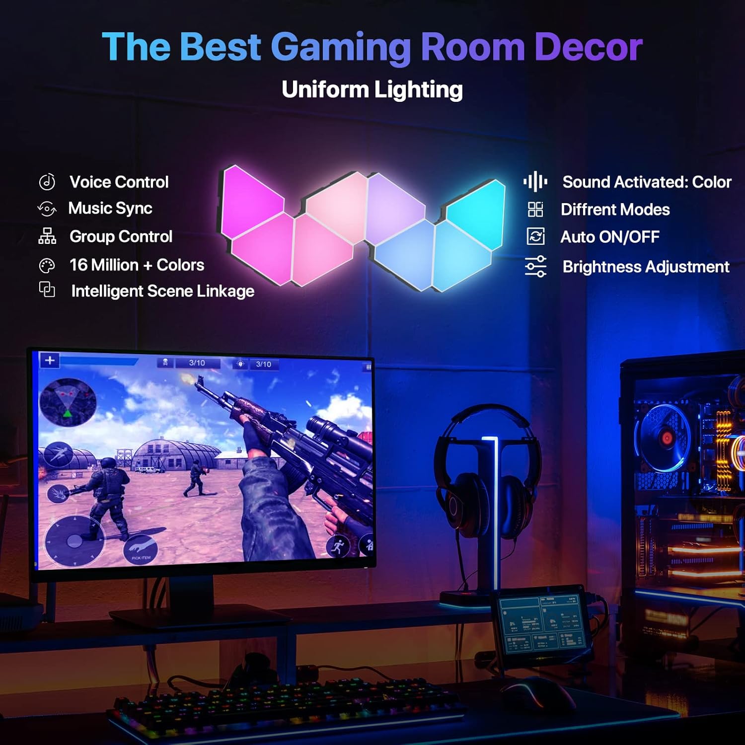 Triangle Smart Panels RGBIC light. 