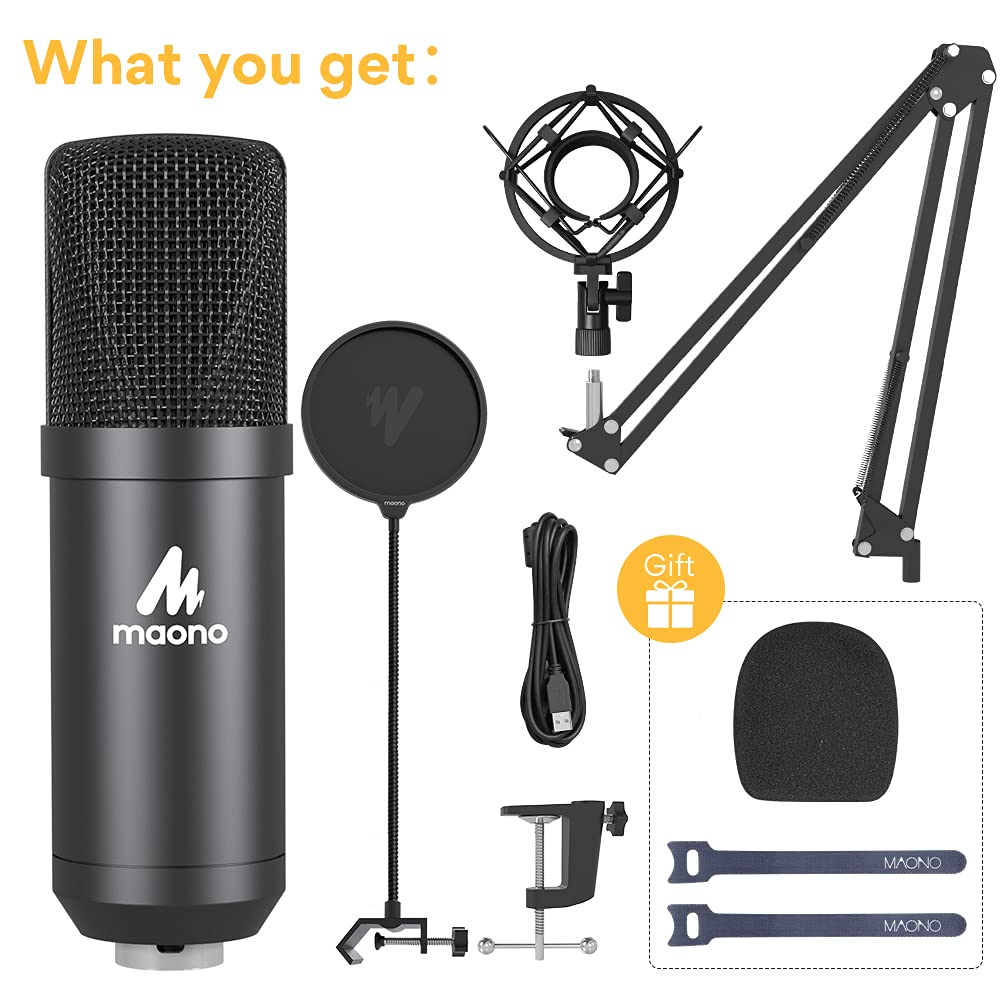 Maono AU-A04 Condenser USB Microphone Kit (Black). 