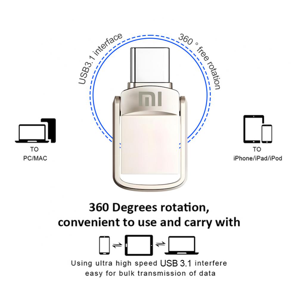 Xiaomi 2tb USB Flash Drive 3.2 Type C PenDrive Memory Stick 64G 128GB Pen Drive 256g Flash Disk for PC Smartphone Storage U Disk. 
