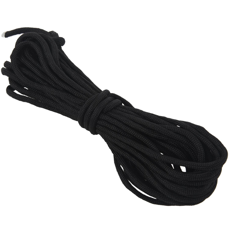 2X Paracord 550 Parachute Rope 7 Core Strand for Climbing Camping Buckle Rope Black 25FT