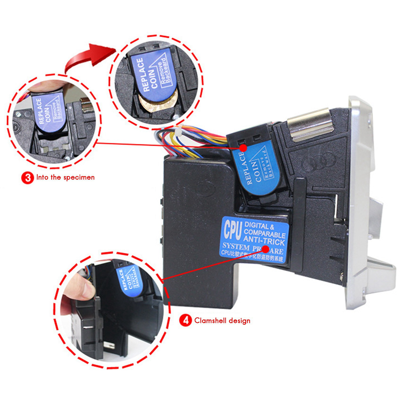 5X Coin Acceptor Coin Pusher JY133A CPU Arcade Coin Selector for Vending Machine Arcade Game Ticket Exchange. 