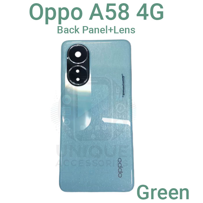 For Oppo A58 4G Side Frame + Back Panel Housing + Camera Glass Back shell Replacement Spare Parts. 