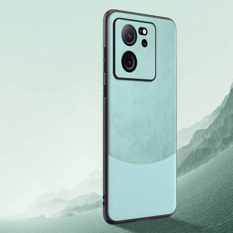 For Xiaomi 13T Case 360 Degrees Protection Leather Soft Border Anti-fingerprint Color Blocking Design For Xiaomi 13T Back Cover