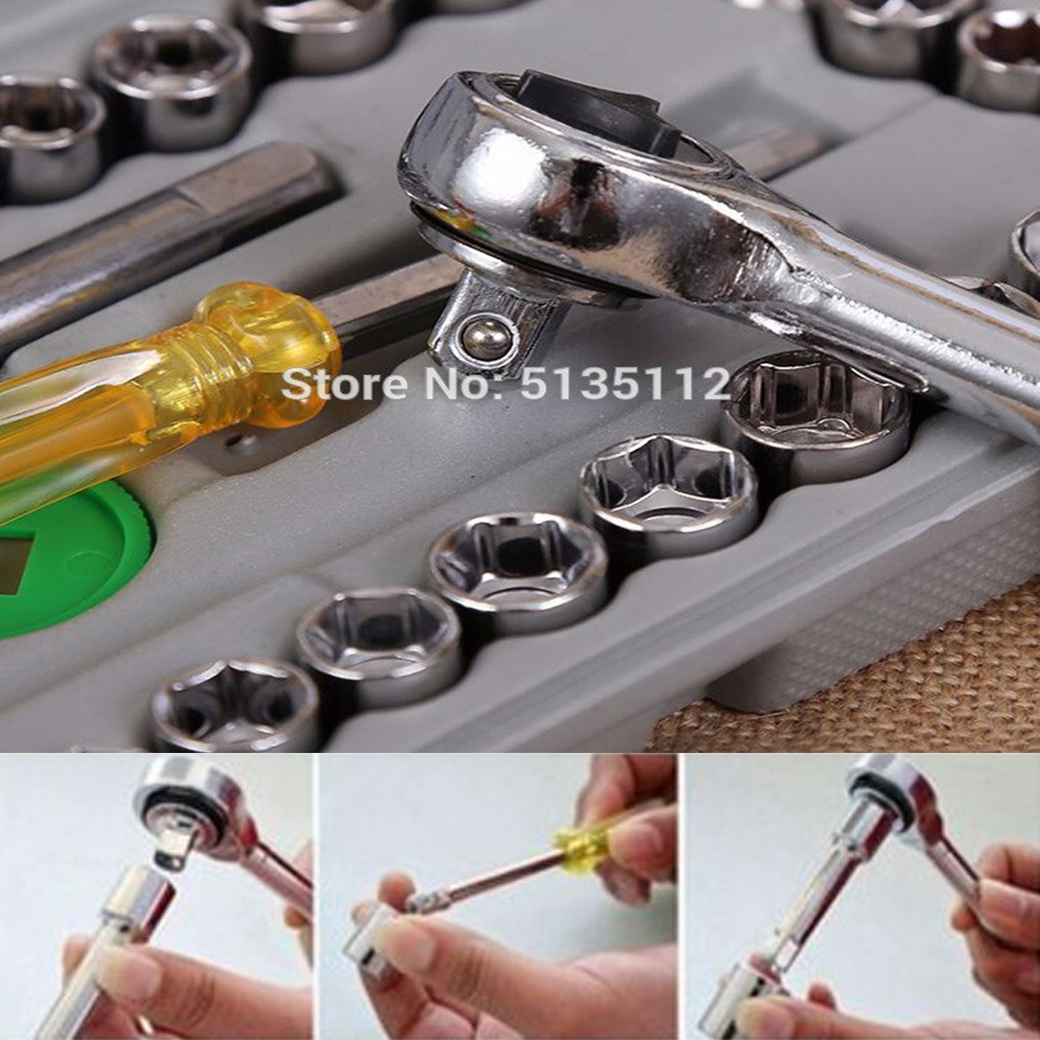 40 Piece Combination Socket Wrench Set tools box. 