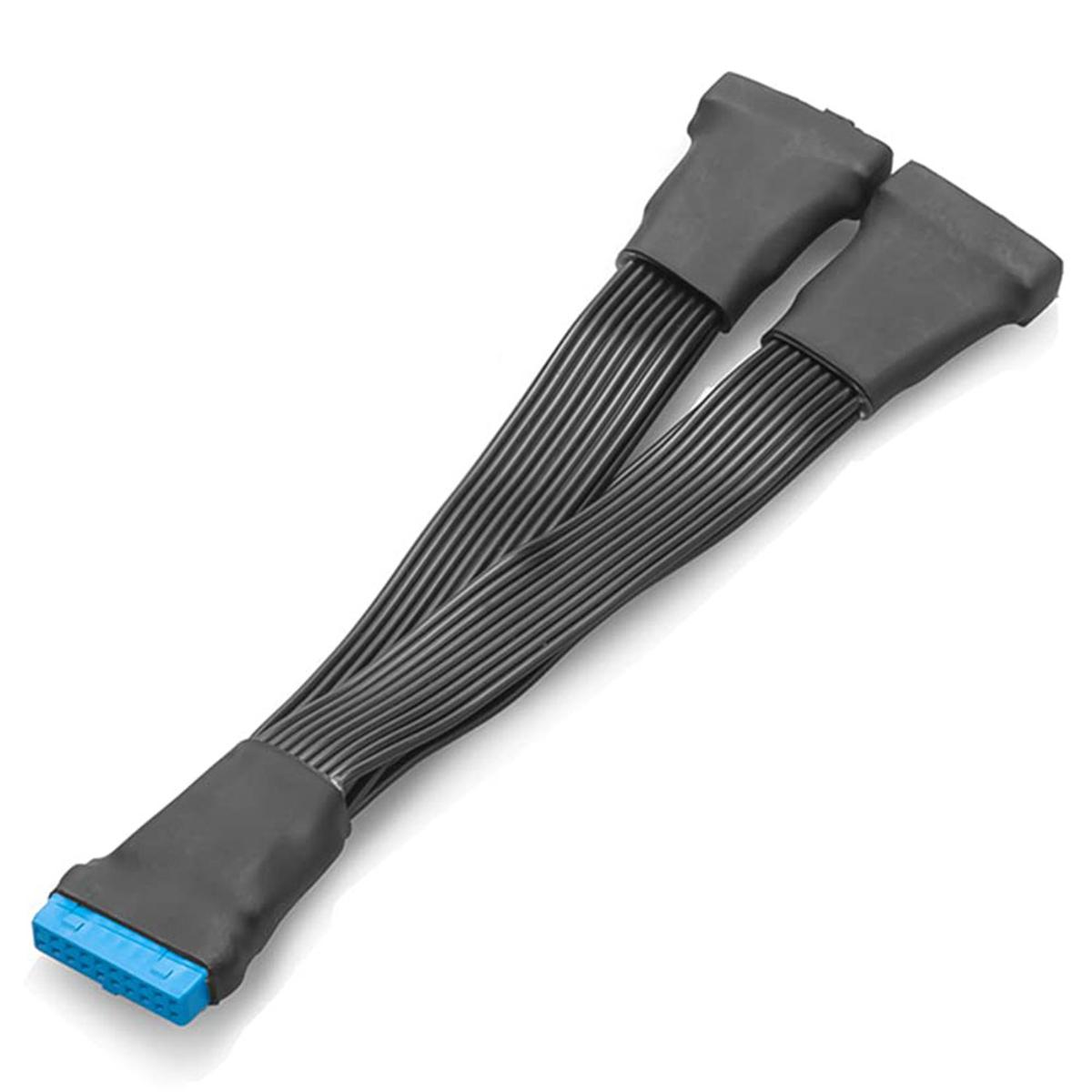 2Pcs Motherboard USB 3.0 19PIN Header 1 To 2 Extension Splitter Cable,12Cm 19Pin Internal Extension Header Adapter Cable