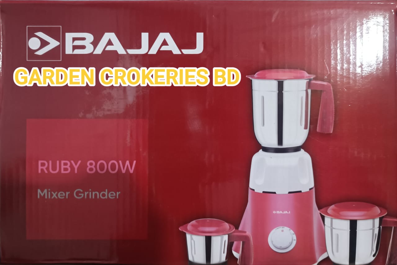 Bajaj Ruby 800-Watt Mixer Grinder with 3 Jars (White/Red)