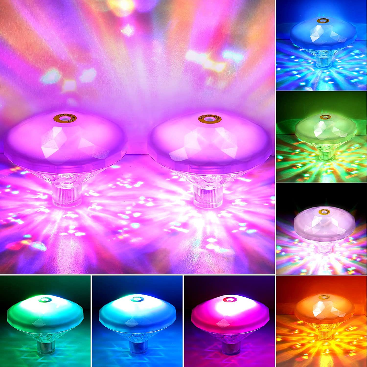 Foreign trade new creative colorful pool lights, intelligent dazzling projection lights, water floating lights, diamond projection night lights. 