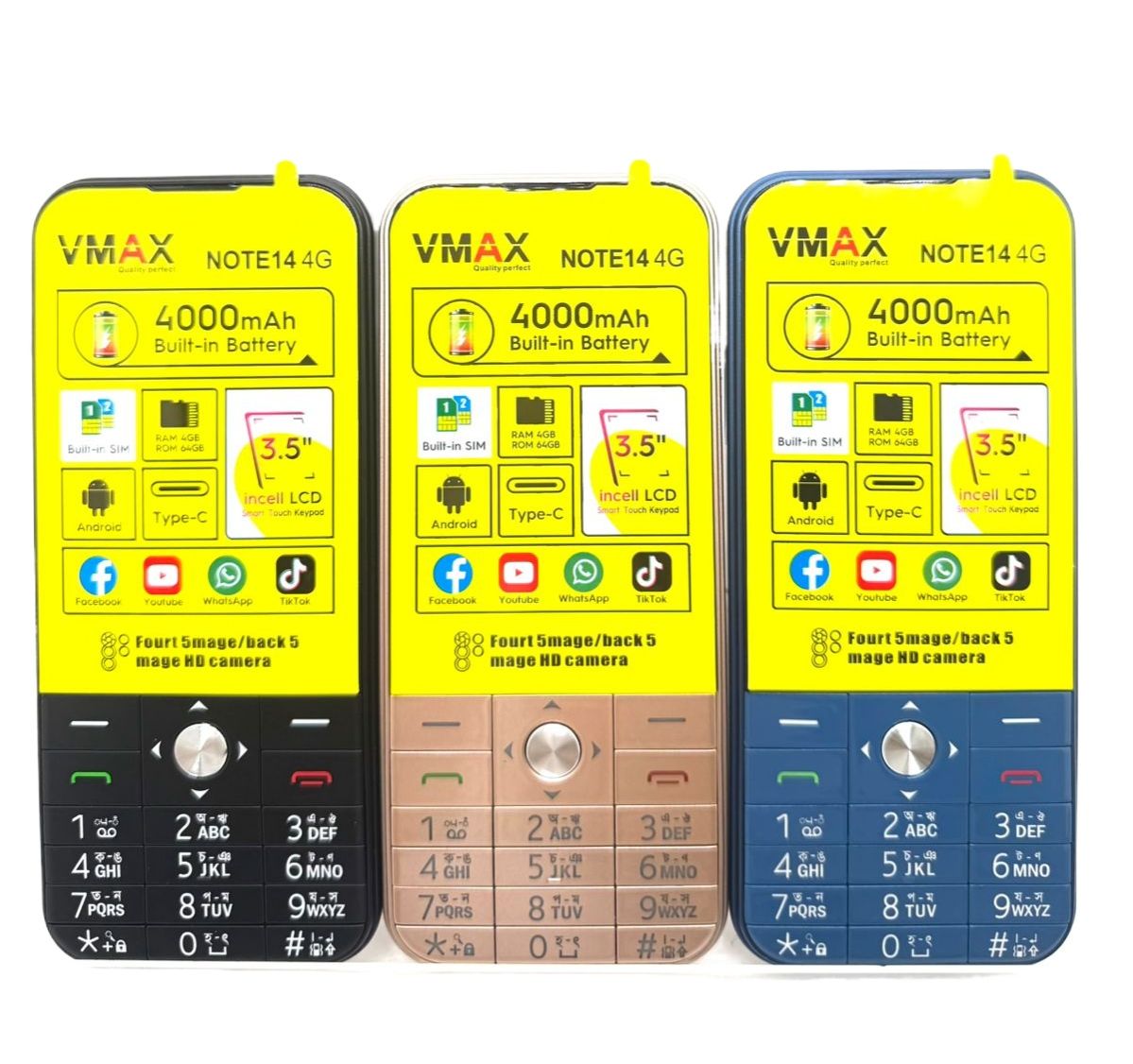 Vmax note 14 4G Smart Feature Phone android Version Video call support