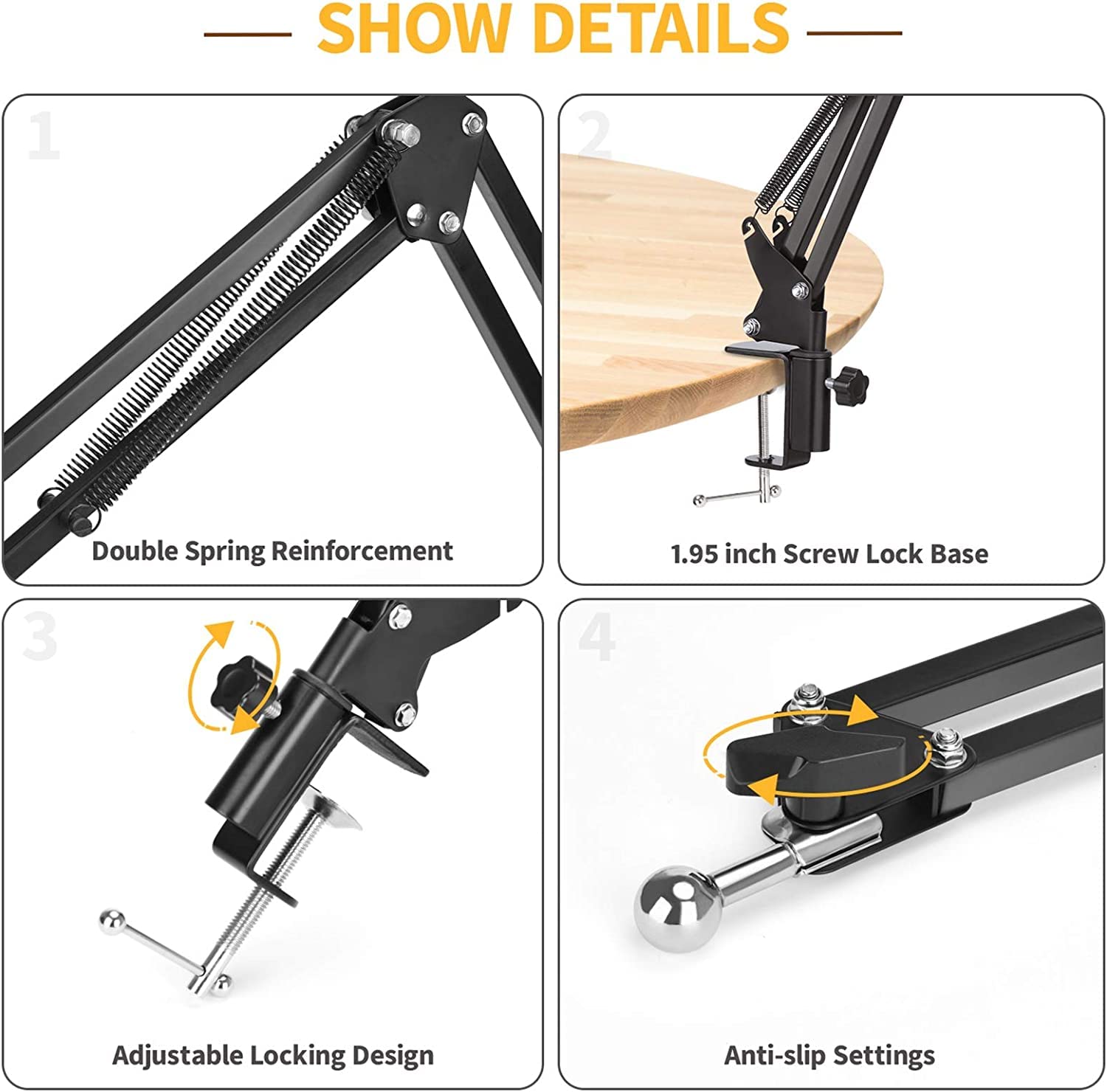 Overhead Video Stand Phone Holder Articulating Arm Phone Mount Table Top  ChromLives Scissor Boom Arm Articulating Phone Stand Tablet Phone Holder  for Streaming Phone Baking Crafting