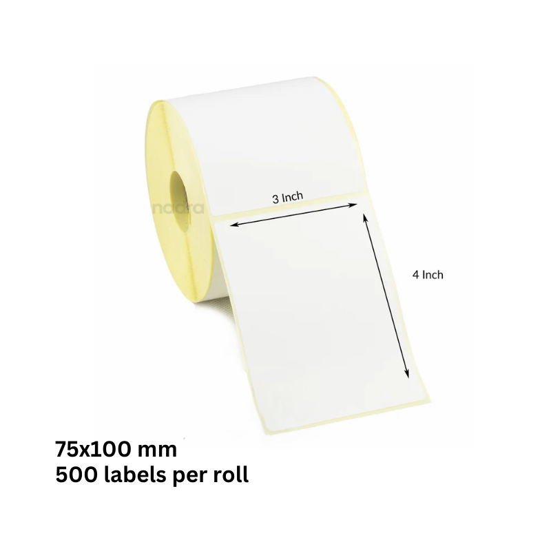 Shipping Labels DT | 75x100mm (3x4 inch) - 500 Labels per Roll | Direct Thermal Courier Stickers | Fade-Resistant, High-Quality Print for Steadfast, Paperfly Courier Sticker, Addressing & Organization | Premium Self-Adhesive Thermal Labels - White