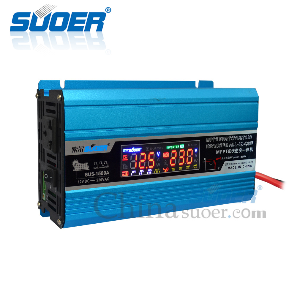 SUOER SUS-1500A 1000VA MPPT Mini Solar Power Hybrid Inverter Modified Sine Wave Output