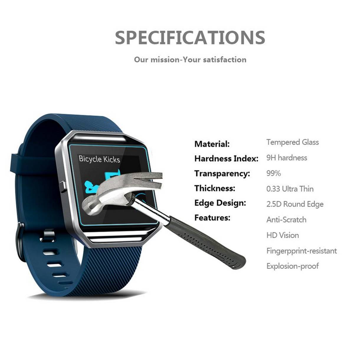 (New) 3PCs wrist watch tempered glass screen protector for Fitbit Versa/Ionic/blaze