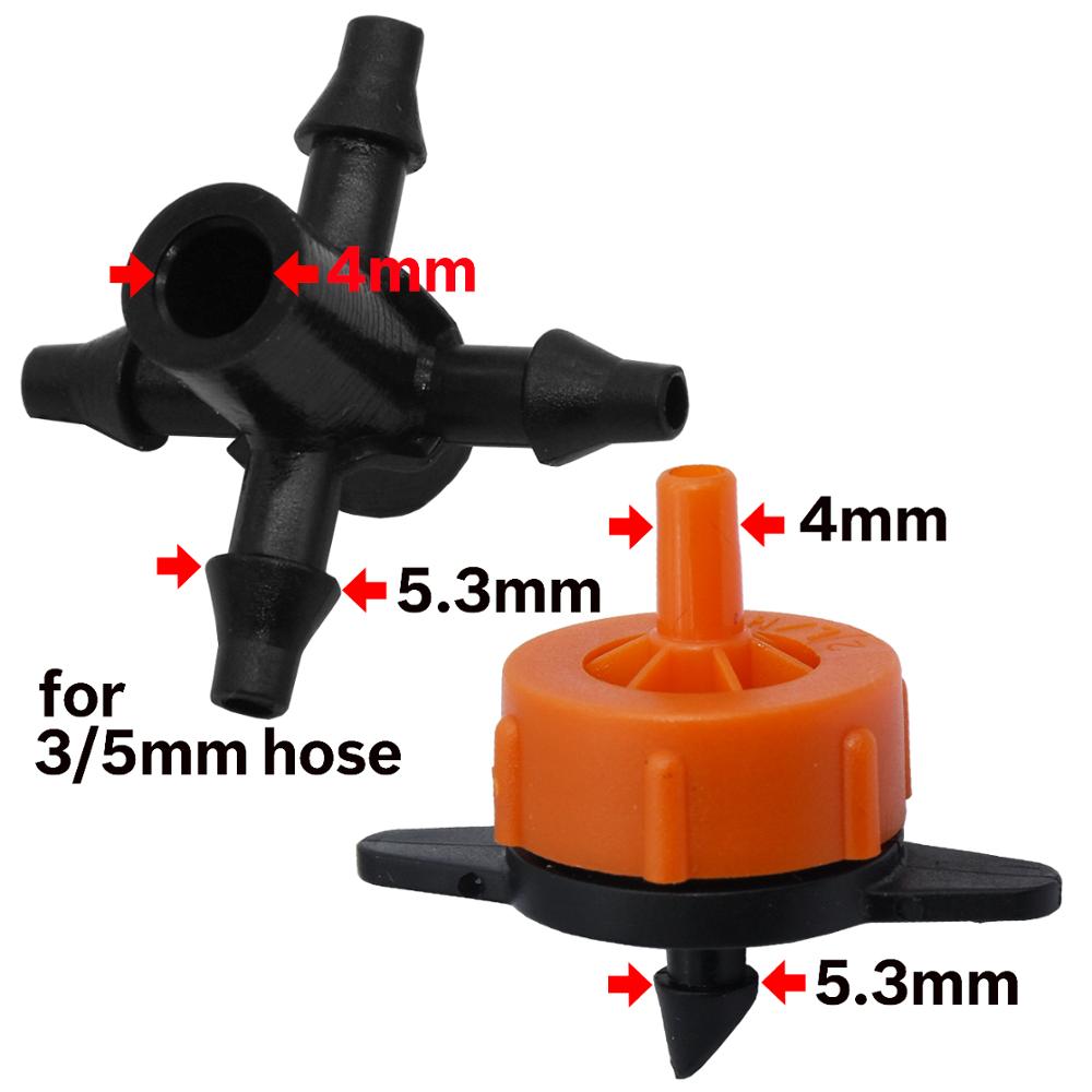 Irrigation 2L/4L/8L Steady flow dripper with 4-way cross Connector Agriculture Drip water irrigation Drip arrow connector 20Sets. 