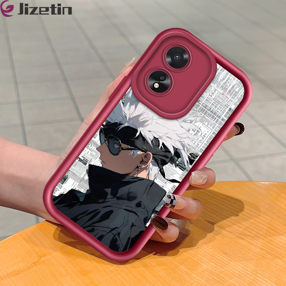 Jizetin for OPPO A18 A38 Back Cover Satoru Gojo Poster Ladder Camera Soft Rubber Mobile Phone Case