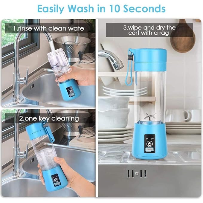 Plastic Portable Electric Usb Juice Maker Juicer Bottle Blender Grinder Mixer,Rechargeable Juicer Bottle With 6 Blades,Fruit Juicer For All Fruits,Juice Maker Machine,10 Watt,Multi,175 Watts. 