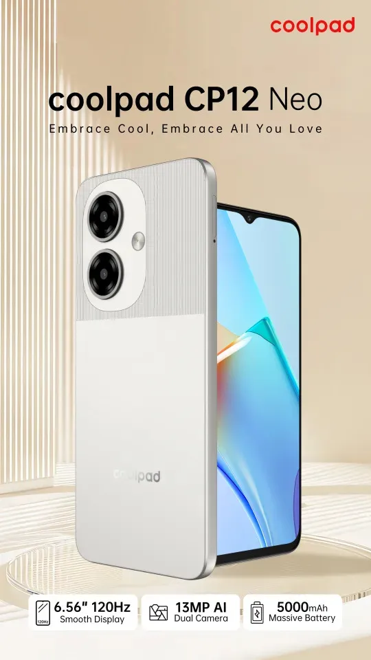 Coolpad CP12 Neo Smartphone – 6.56” HD+ Display, 8GB RAM (4+4), 64GB ROM, Unisoc SC9863A1, 13MP Camera, 5000mAh Battery