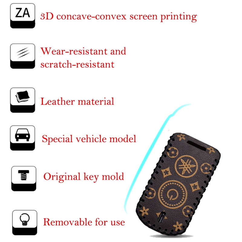 Yamaha Nmax 2020 2021 Aerox S Xmax Sniper 2021 Remote Key leather Case Cover with Keychain. 