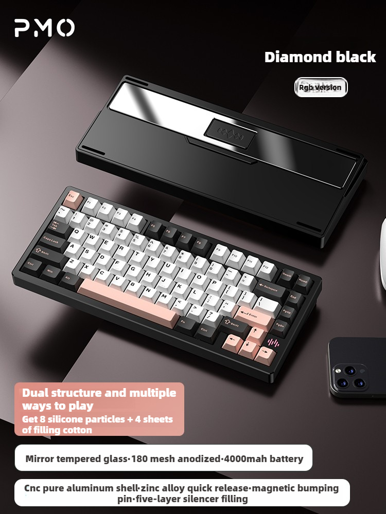 PMO WAVE75 Mechanical Keyboard Tri-Mode Wireless Bluetooth ARGB QMK VIA Aluminium Alloy Customized PC Gaming Office Keyboard. 