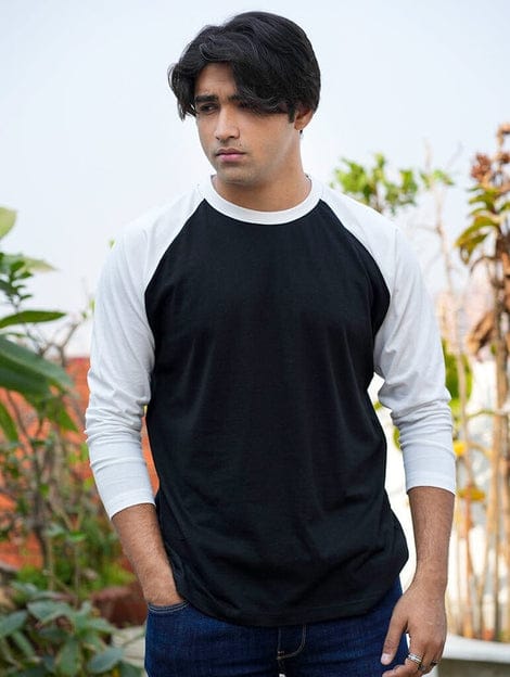 cotton fabric long sleeve Raglan t shirt for men-Raglan tshirt. 