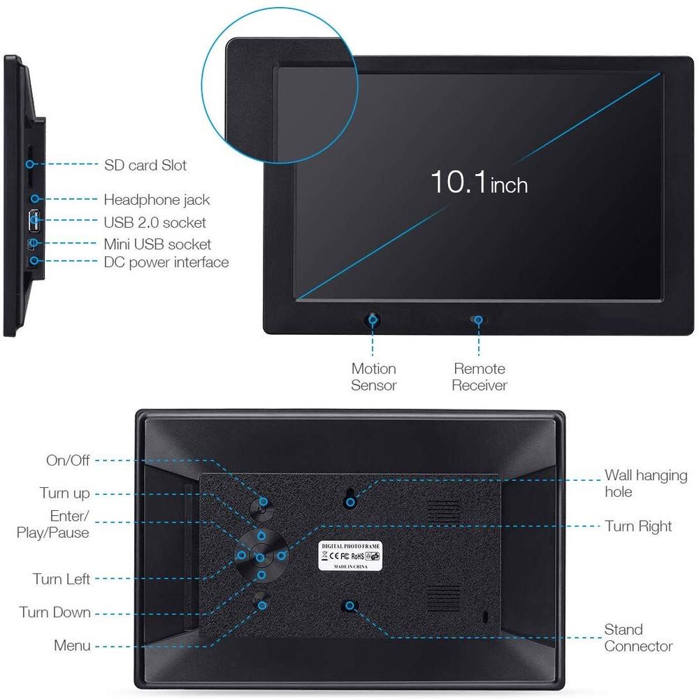 Digital photo frame with LED display Versatile Multifunctional Portable LED electronic album Touchscreen High-resolution Picture MP4 player with LED display for Home decoration Gift for friends and family Displaying memories Office display Photography. 