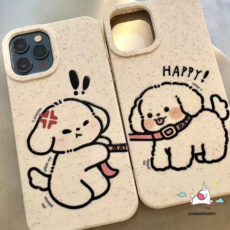 Couple Phone Case Compatible for IPhone 11 13 14 12 15 Pro Max 7Plus 6 6S 8 7 15 Plus XR X XS MAX SE 2020 Cartoon Dog Cute Puppy Creative Degradable Eco-Friendly Soft Lovers Cover