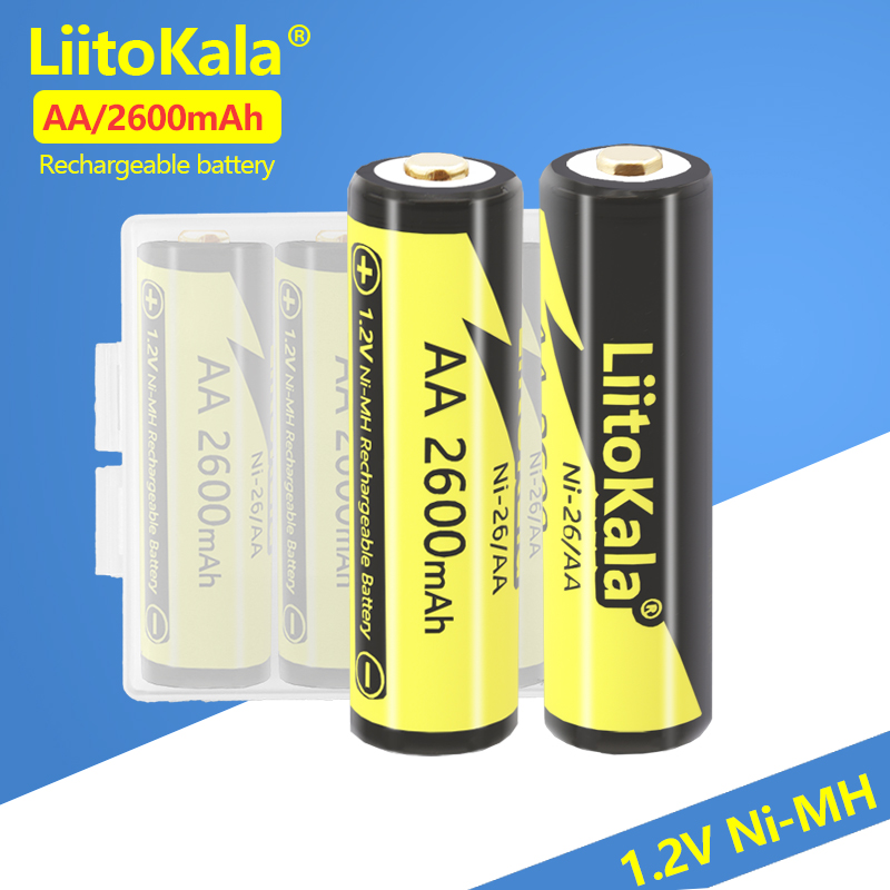 4-24PCS LiitoKala Ni-26/AA 1.2V 2600mAh Ni-MH AA Rechargeable Battery For Flashlight Toy Camera AA Pre-Charged Battery. 