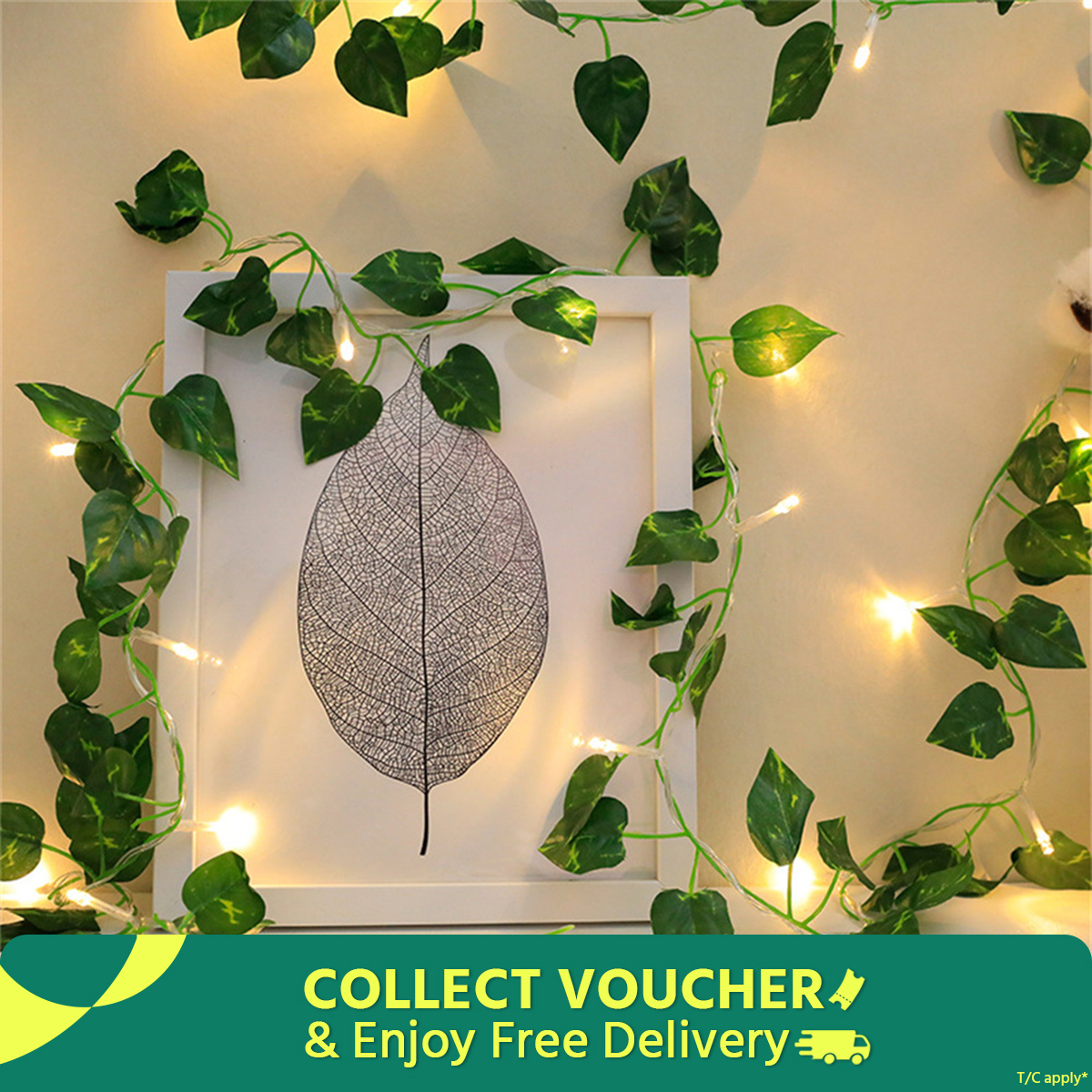 Enchanting LED Flower String Lights with Lush Green Leaves: 15 Feet of Indoor/Outdoor Fairy Lights/367