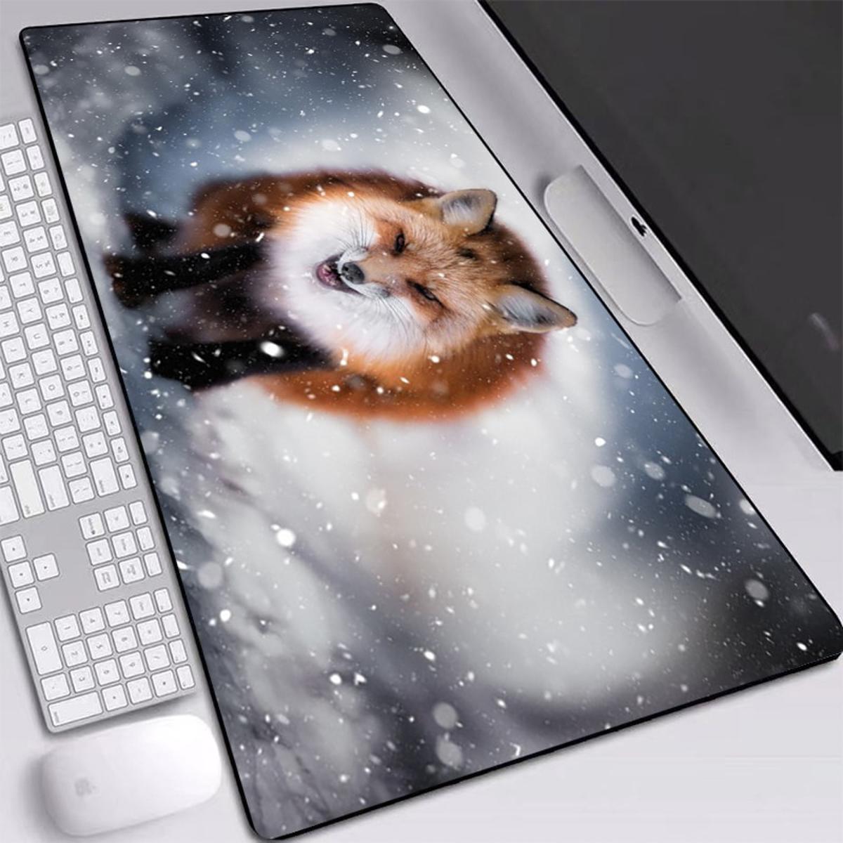 【happy one】Gaming Extended Large Noni-slip Softy Rubber with Fox Pattern Laptop Notebook Desk Computer