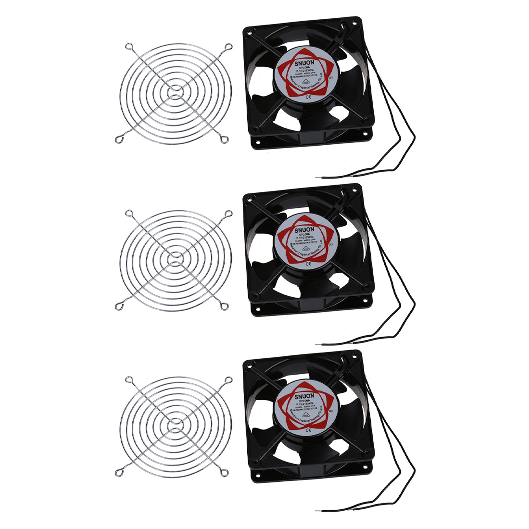 3X AC 220-240V 0.14A 120mmx120mm Metal Computer CPU Fan Black