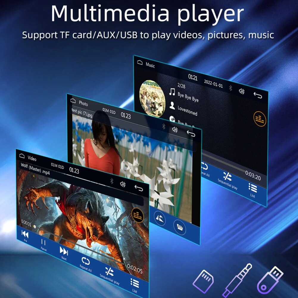 7 Car Stereo Radio Single Din Dynamic Lighting Touch Screen Player Compatible For IOS Auto Interaction System/Android Auto. 