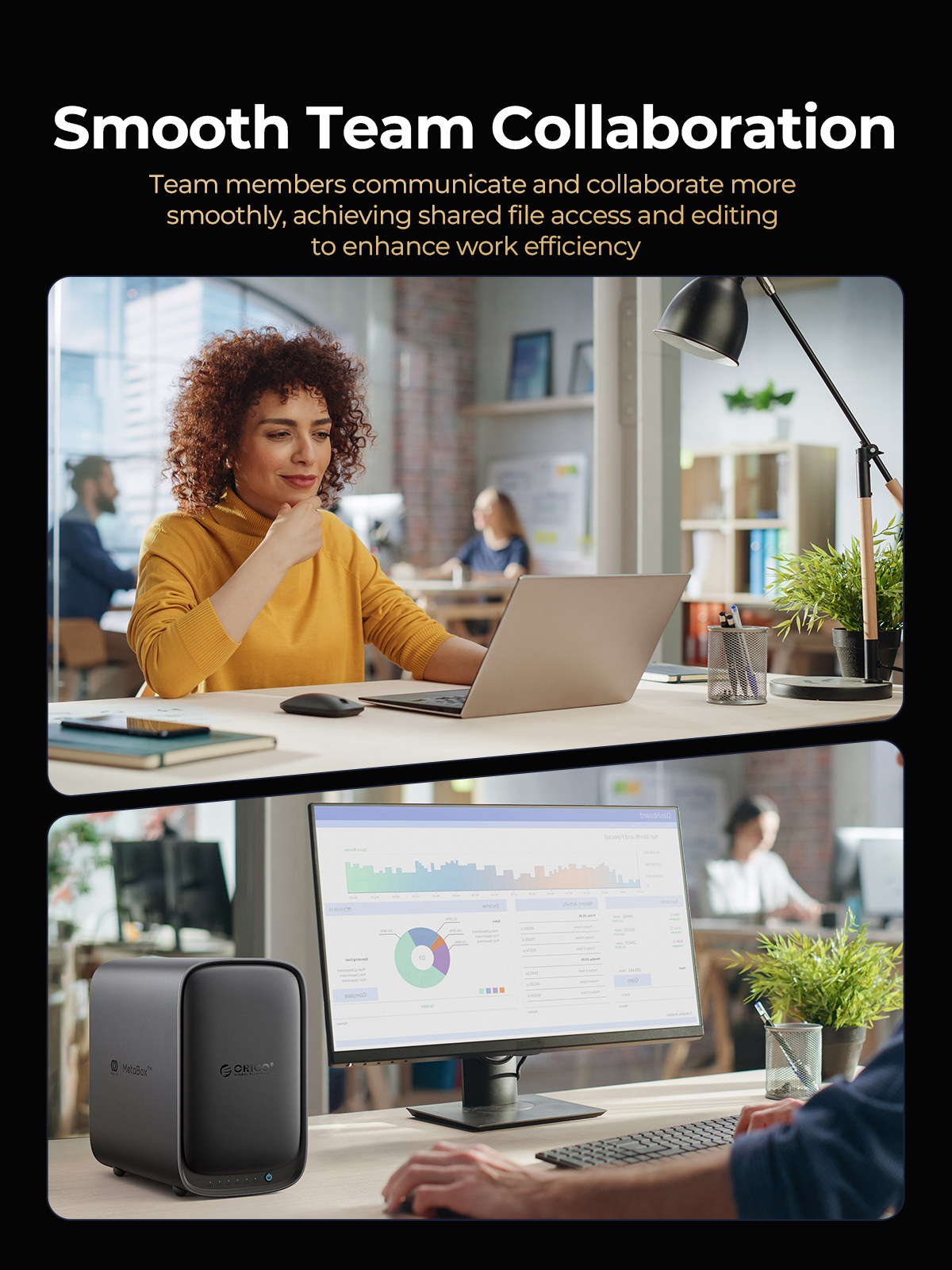 ORICO MetaBox Team Storage 3.5"Type-C Network Attached Storage Support Docker Multi-account Access Security Encryption NAS. 