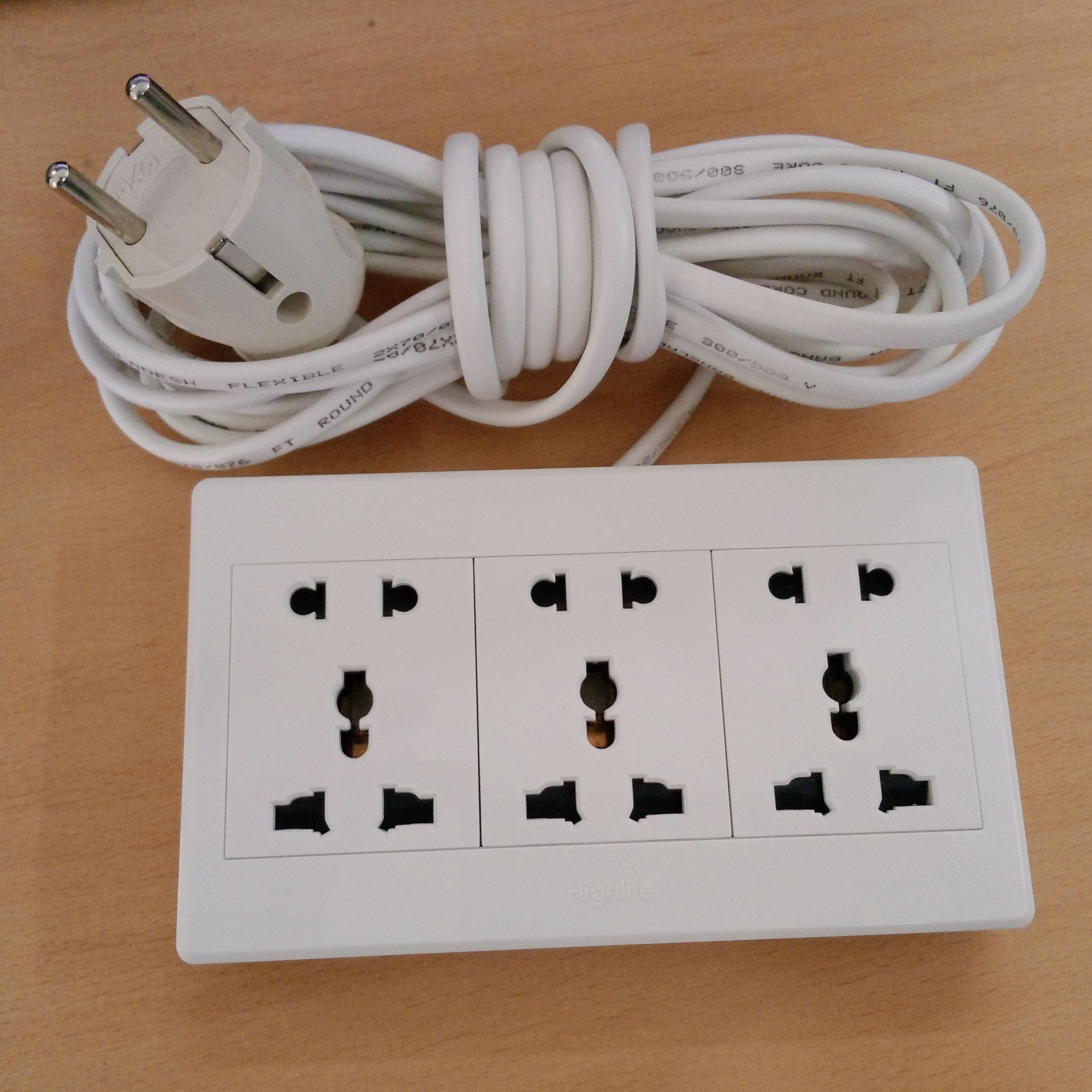 Multiplug (Heavy Duty + Long lusting) 8 Pin / 3 Port with Universal Socket and 15 FEET 100% Copper cable. 
