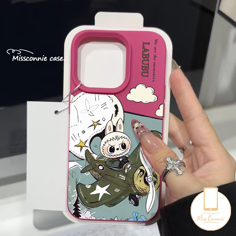 Trendy Brand Pop Mart Funny Labubu Aircraft Candy Color Case Compatible for IPhone 11 15 16 14 13 12 Pro Max X XR 15 14 16 Plus XS Max Luxury Soft Cover. 