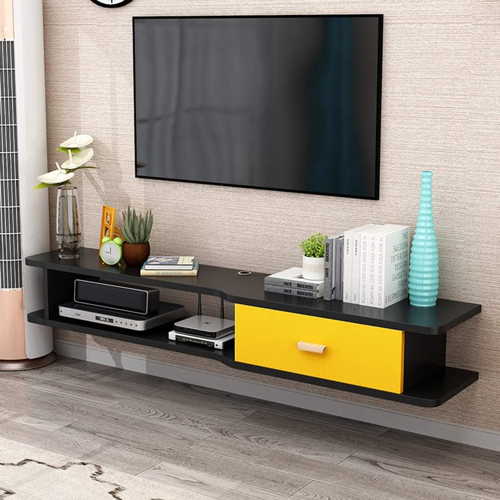 Aldeemart Floating TV Cabinet Wall Hanging TV Stand Wall Mounted TV Cabinet Hanging Entertainment Media Center Storage Console Game Console Audio/Video Console with Open Storage Shelf