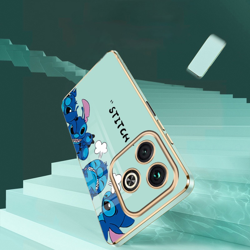 Tecno Spark GO 2024 Casing Cartoon Monsters Mobile Case Big Eyes Stitch Straight Edge Full Camera Protected Cover. 