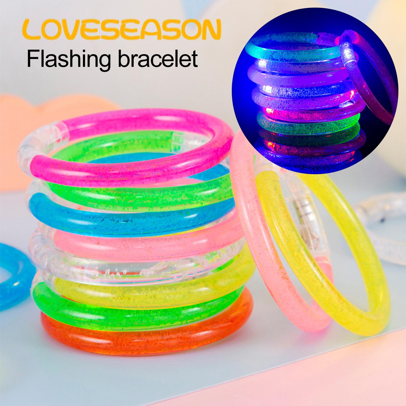 Lighted Bre 15pcs Led Luminous Bre Glows in Dark On/off Switch 8-12h Glowing Bangle Flashing Led Arm Band Buyers' Favorite Light-up Wristband. 